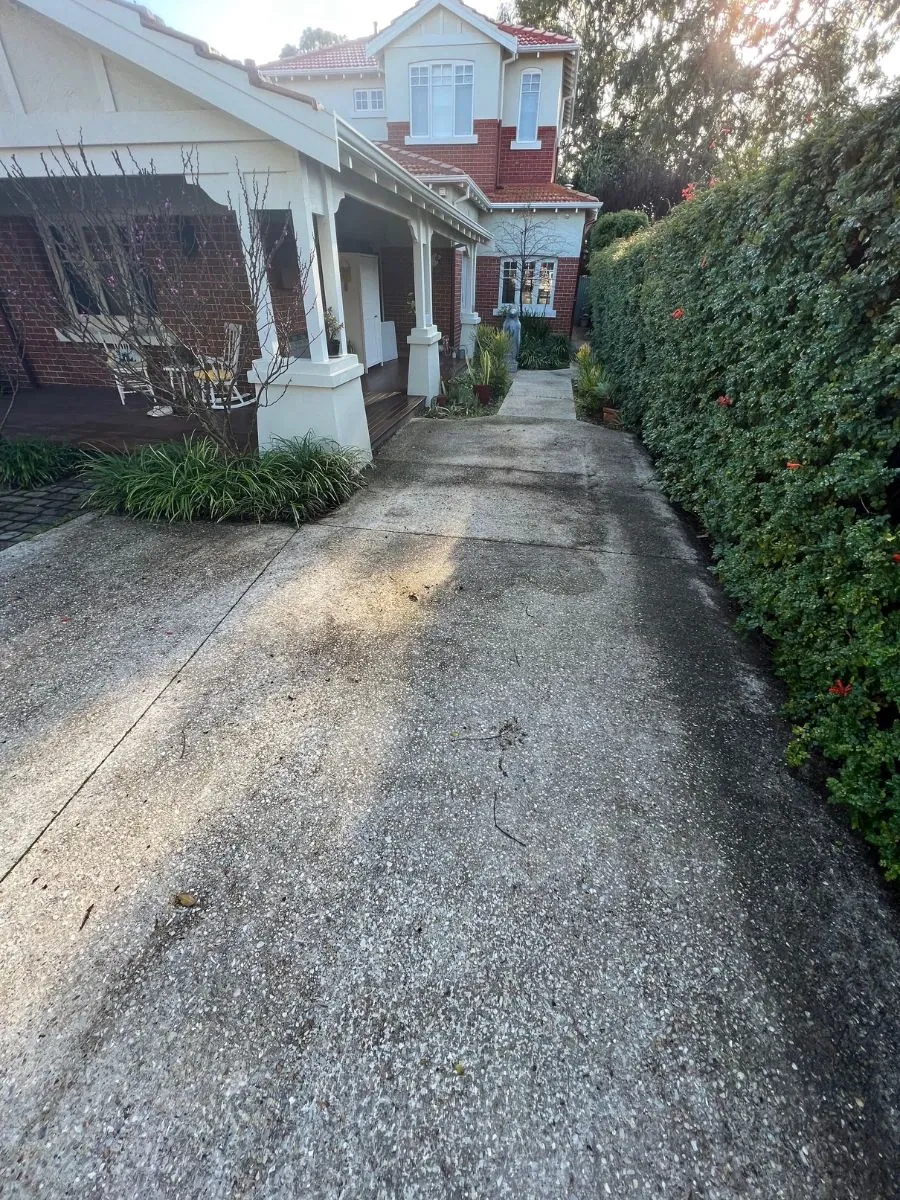 Aggregate driveway before cleaning