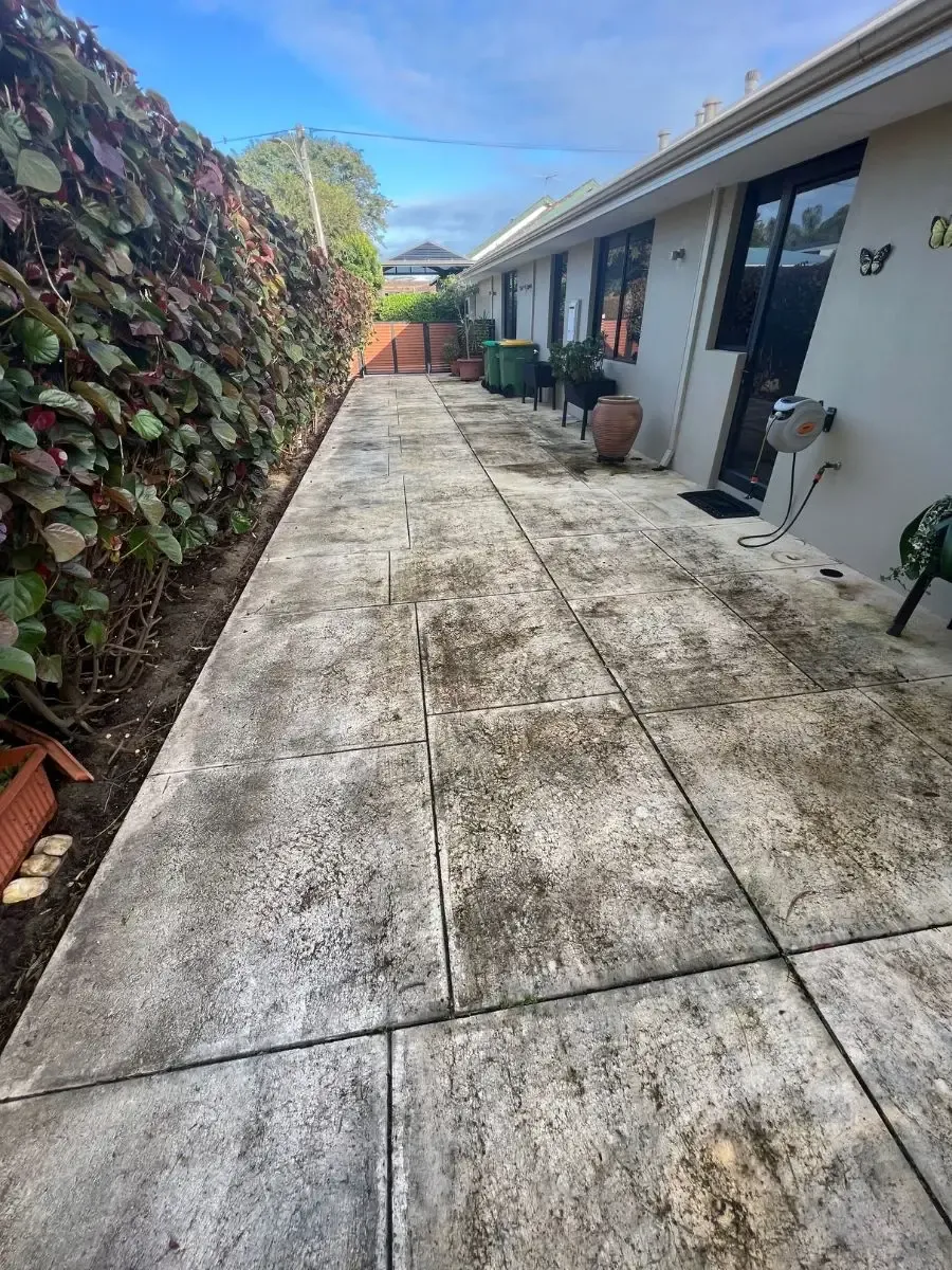 Concrete driveway before cleaning