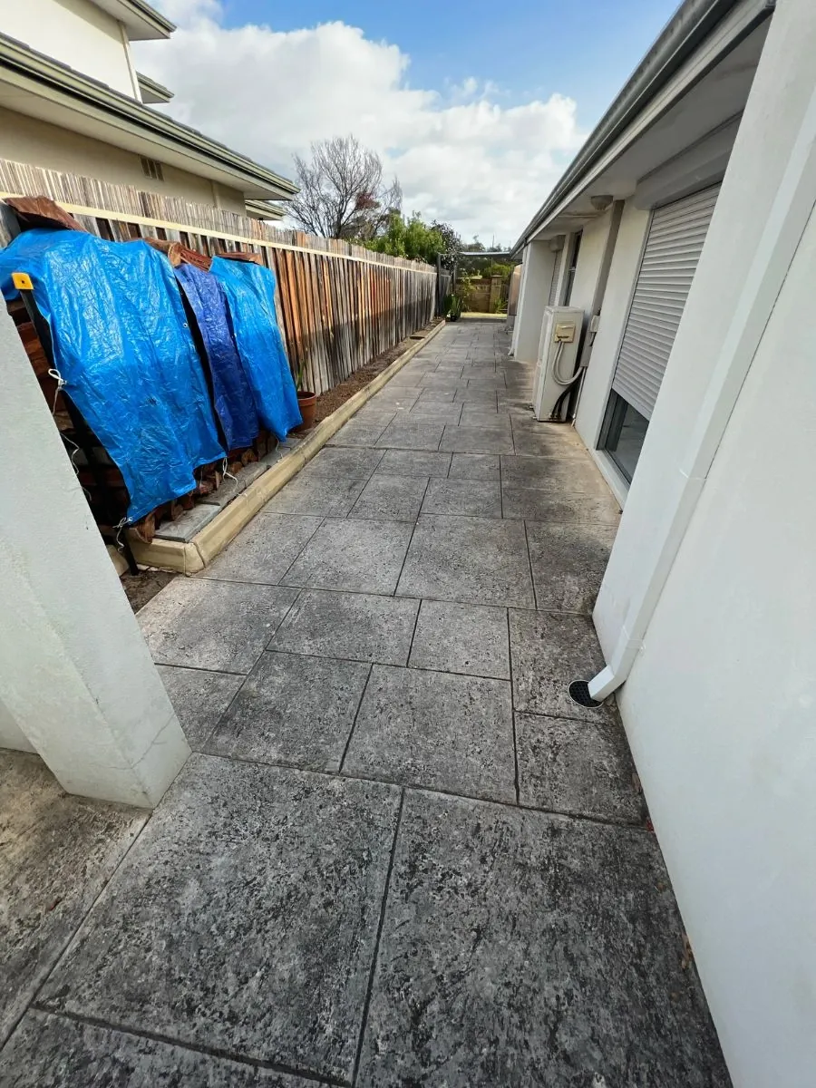 Concrete path before cleaning