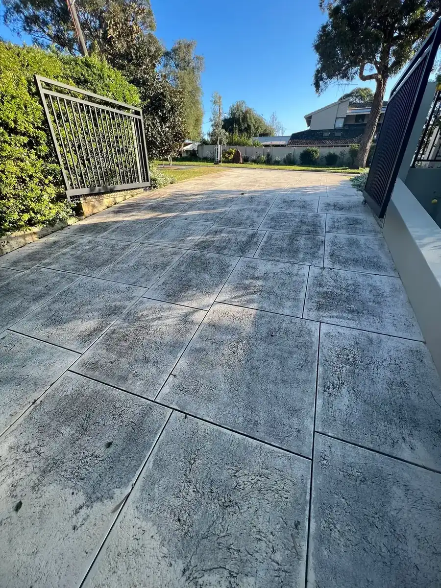 Limestone driveway before cleaning