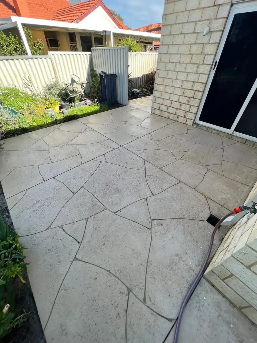 Crazy-paved limestone after cleaning in Perth