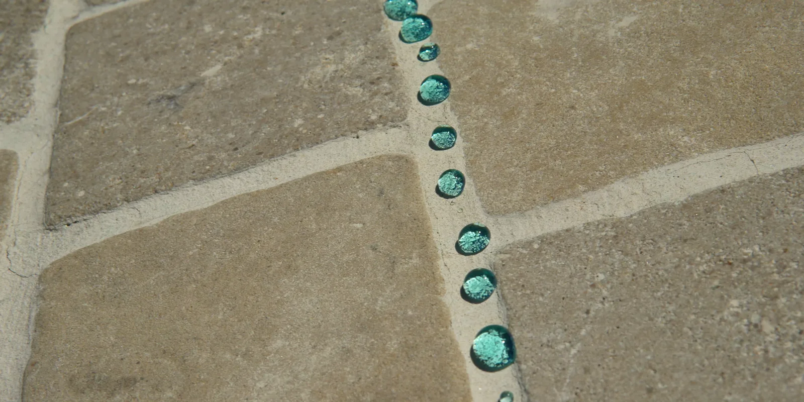 Water beading on a MineralProtect-sealed surface